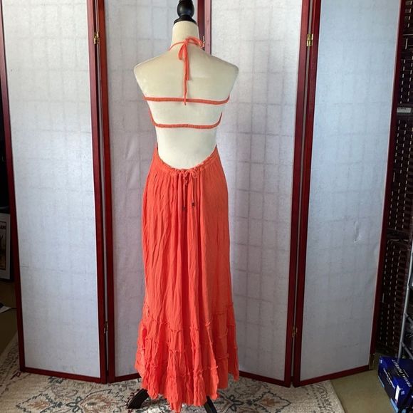 R. Vivimos Bohemian Gauze Halter Maxi Dress with Open Back (Size: Medium) - Picture 5 of 16